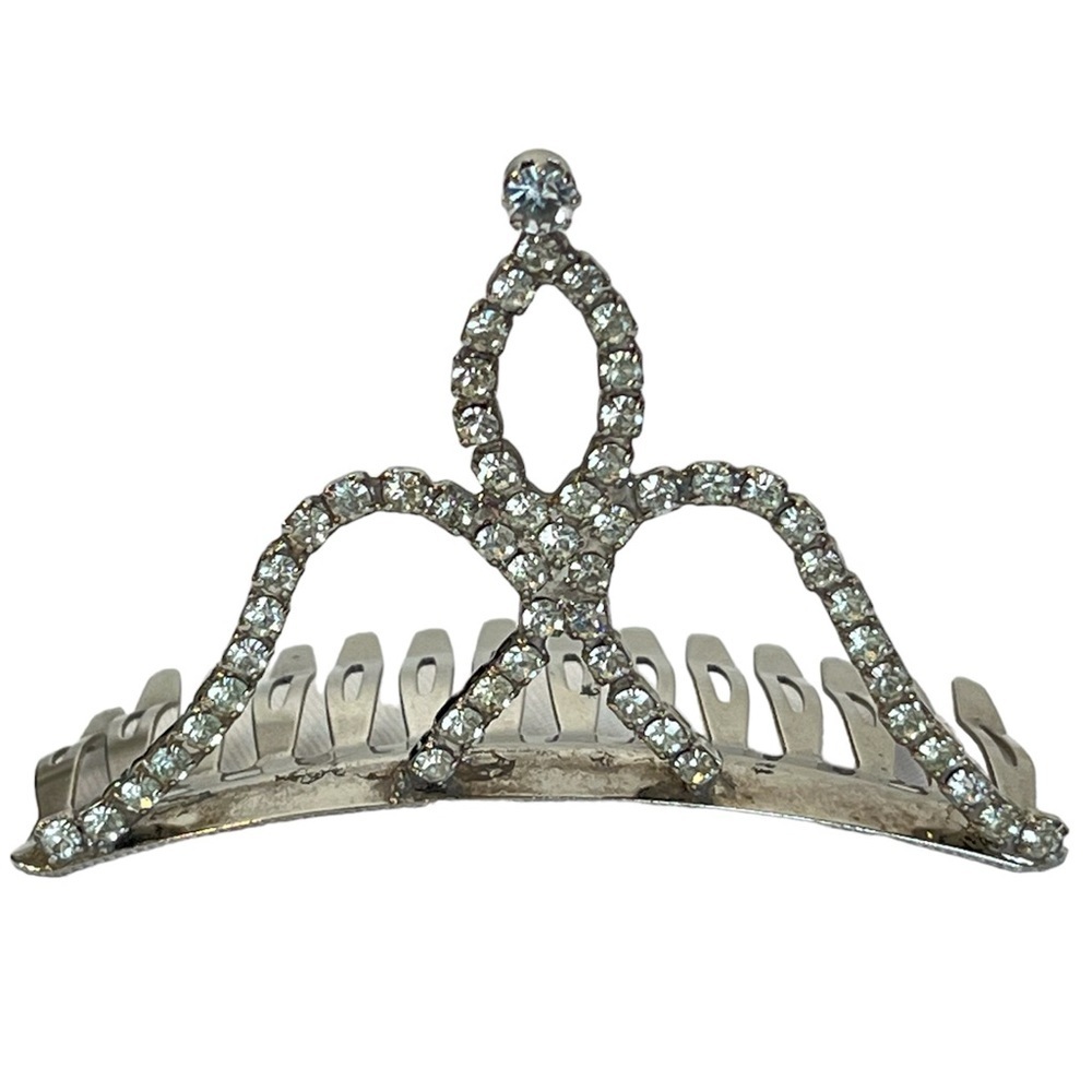 Vintage Tiara Hair Comb, silver/faux diamonds